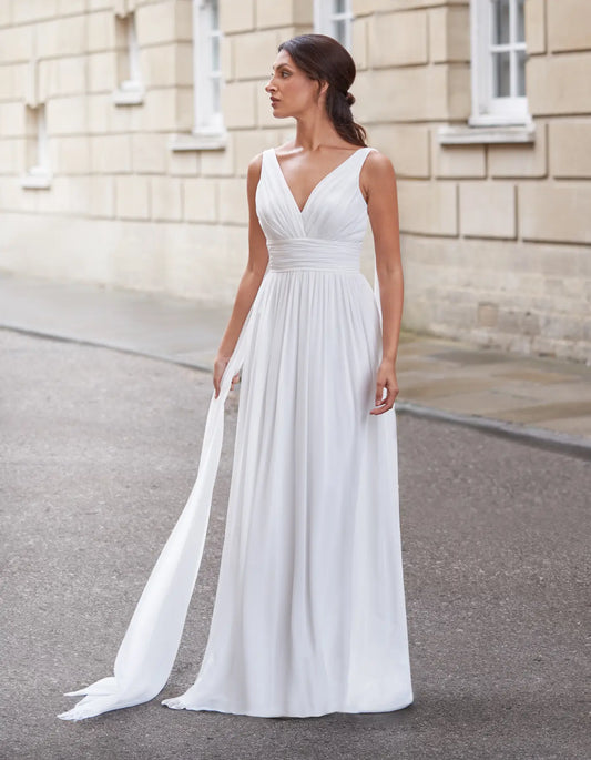 AerbaDress a grecian inspired chiffon gown with shoulder drapes
