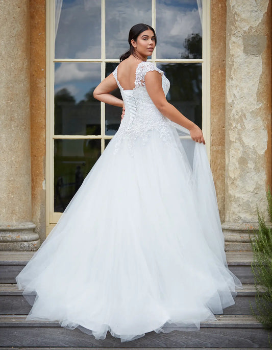 AerbaDress a metallic lace gown with illusion neckline Wedding Dresses