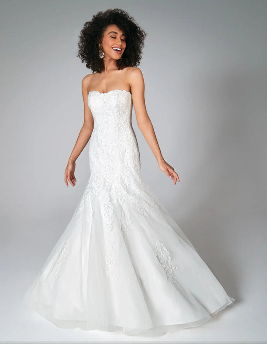 AerbaDress a traditional strapless gown with ornate lace Wedding Dresses