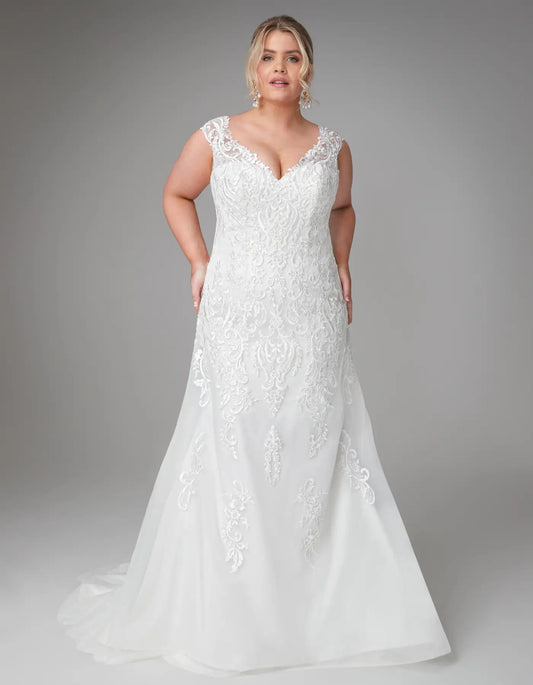 AerbaDress a traditional lace gown with illusion straps Wedding Dresses