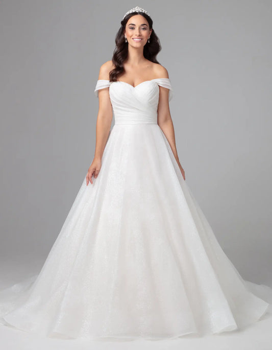AerbaDress a glittery a-line with off-the-shoulder straps