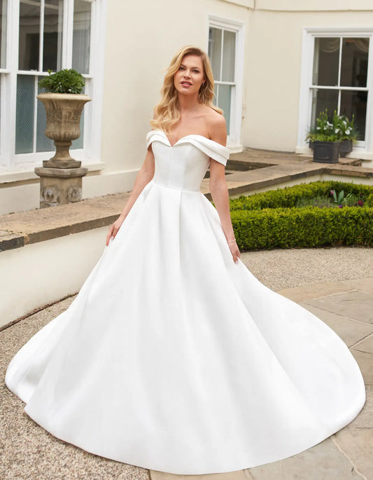 AerbaDress flattering off-the-shoulder mikado a-line