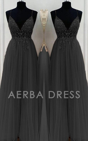 AERBA DRESS Exquisite Sparkle Prom Dresses A-Line Elegant Beading Tulle Spaghetti Straps Sleeveless Floor-Length High Quality Dresses