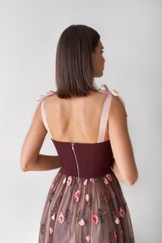 AerbaDress A Line Prom Dresses Tulle Floral Tea Length