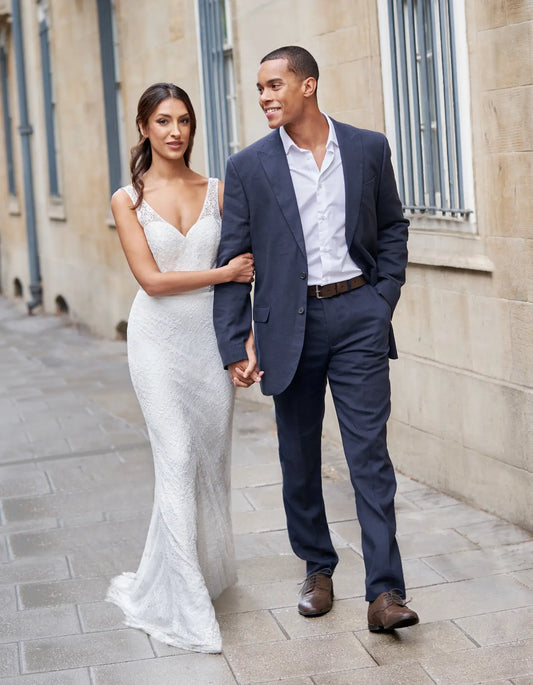 AerbaDress an all-over lace sheath gown
