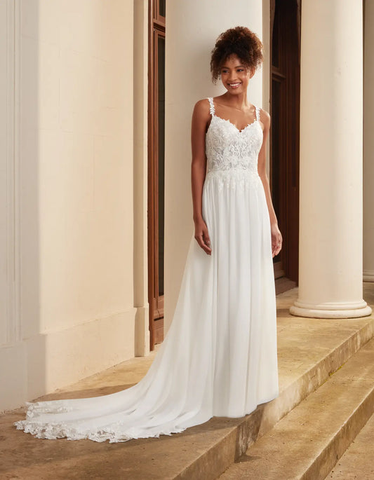 AerbaDress modern soft a-line with straps and cut-out lace