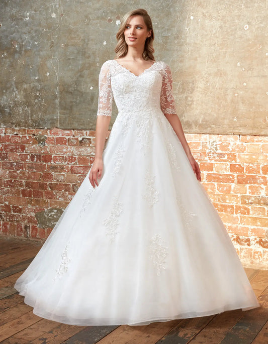 AerbaDress romantic a-line with three-quarter-length sleeves