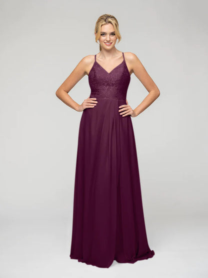 Sexy Bridesmaid Dresses with V-Neck Lace Bodice Open Back