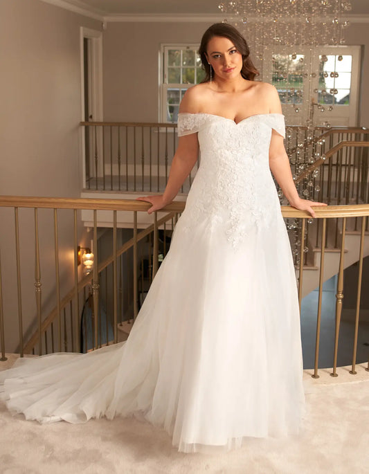 AerbaDress an elegant fit and flare with off-the-shoulder straps