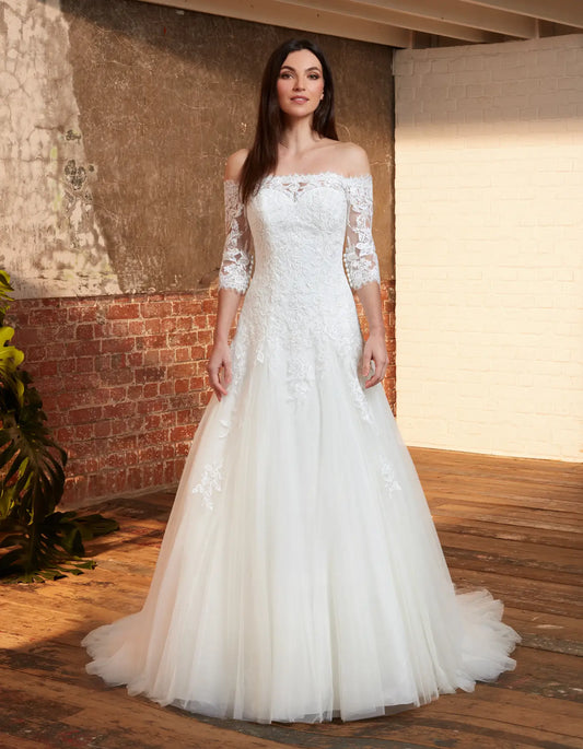 AerbaDress an off-the-shoulder fit and flare with floral lace
