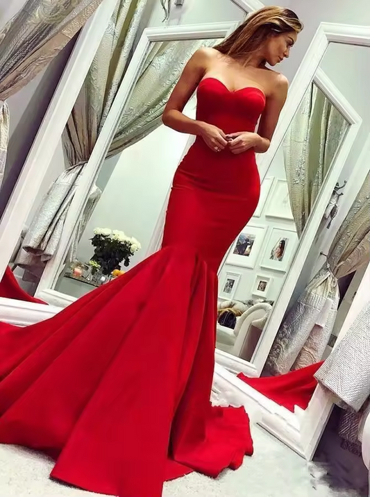 AERBA DRESS Latest Elegant Long Female Formal Strapless Mermaid Evening Dress