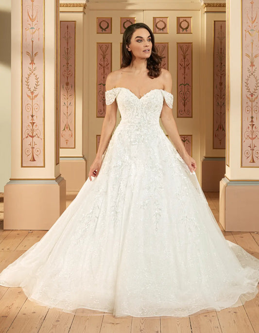 AerbaDress deluxe off-the-shoulder a-line with sparkling lace