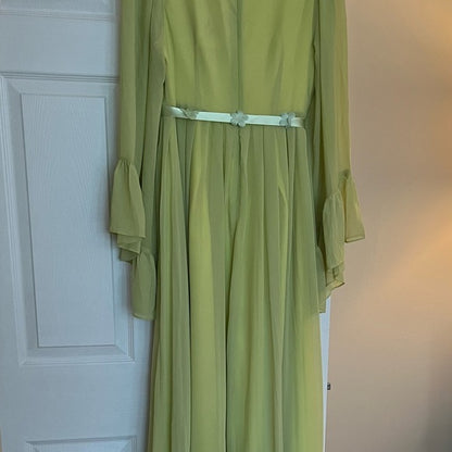 Sheath / Column Mother of the Bride Dress Wedding Guest Party Elegant Scoop Neck Floor Length Chiffon Long Sleeve with Pleats Crystals
