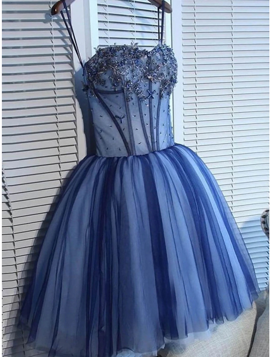 A-Line Homecoming Dresses Elegant Dress Graduation Sweet 16 Short / Mini Sleeveless Spaghetti Strap Tulle with Rhinestone