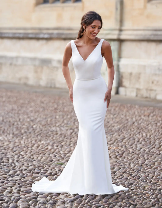 AerbaDress a simple crepe sheath with pearl edging
