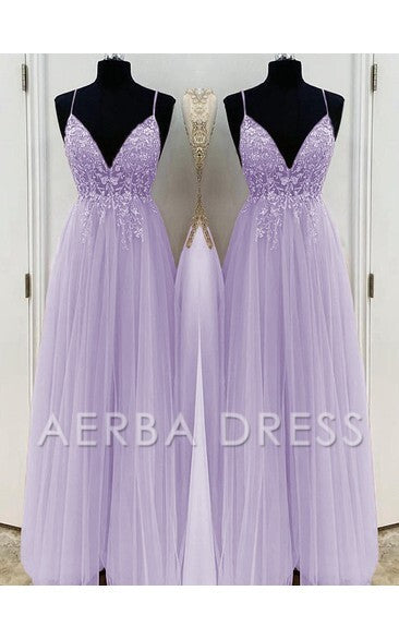 AERBA DRESS Exquisite Sparkle Prom Dresses A-Line Elegant Beading Tulle Spaghetti Straps Sleeveless Floor-Length High Quality Dresses
