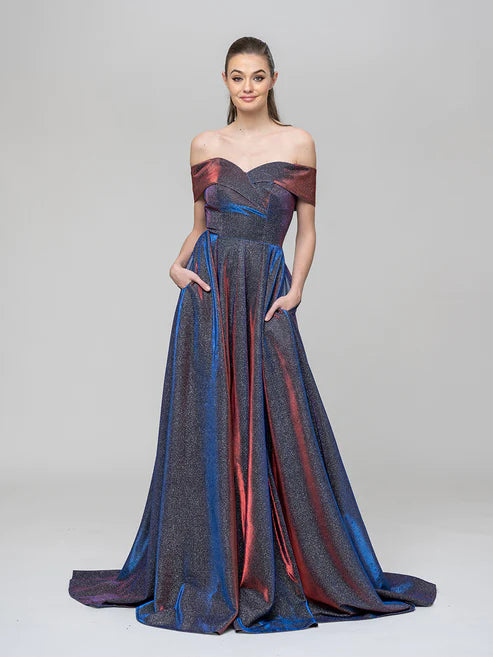 Aerba A Line Off The Shoulder Long Prom Dresses With Pockets