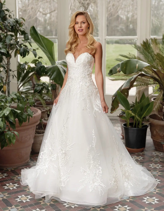AerbaDress classic strapless lace a-line with sequin tulle