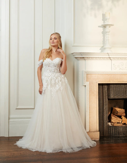 AerbaDress a soft tulle a-line with a strapless semi-sheer bodice