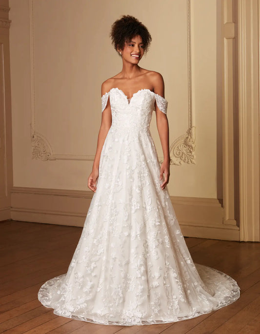 AerbaDress off-the-shoulder soft a-line with floral lace