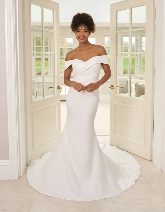 AerbaDress an off-the-shoulder crepe sheath