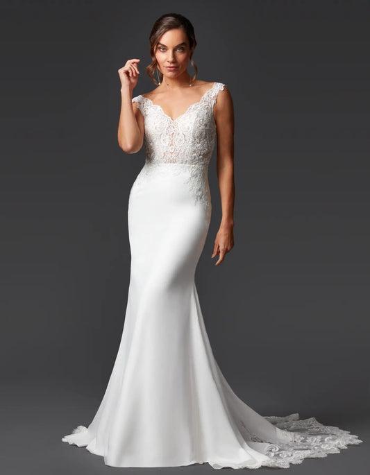 AerbaDress an off-the-shoulder sheath with chantilly lace