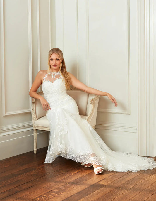 AerbaDress modern halterneck sheath with sparkling beading