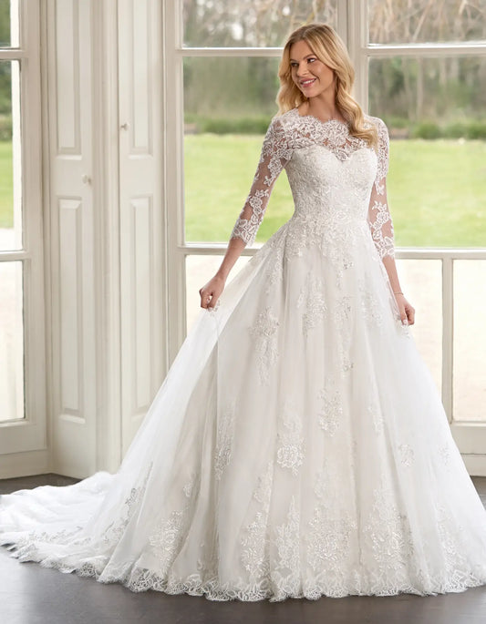 AerbaDress a modest lace a-line with full-length sleeves