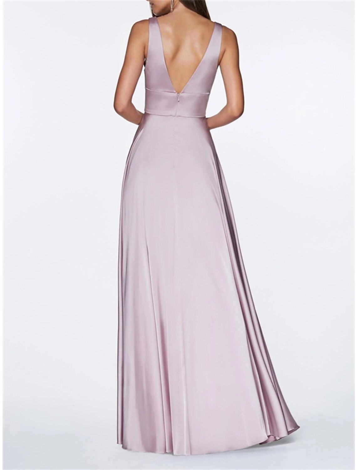 A-Line Bridesmaid Dress V Neck Sleeveless Pink Floor Length Chiffon / Satin with Split Front / Ruching