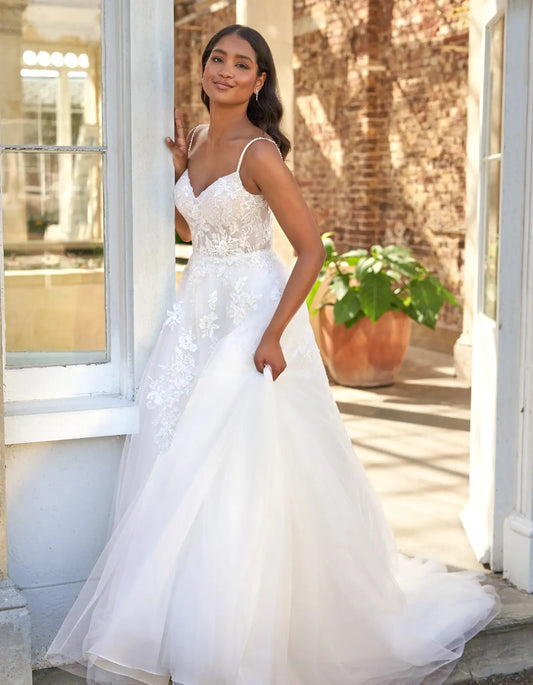 AerbaDress a floral lace a-line with illsuion bodice
