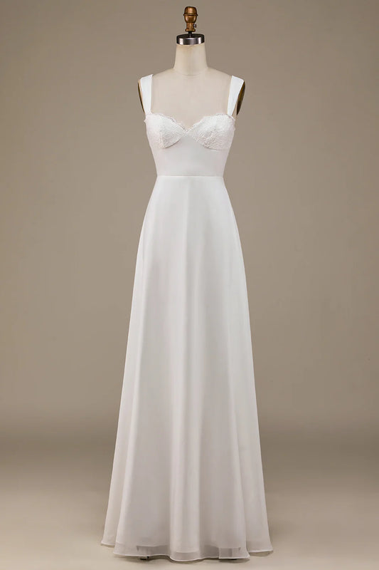 AerbaDress Ivory Scoop Neck Boho Wedding Dress with Lace