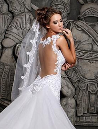 Engagement Open Back Formal Wedding Dresses Court Train Strap Strapless Lace With