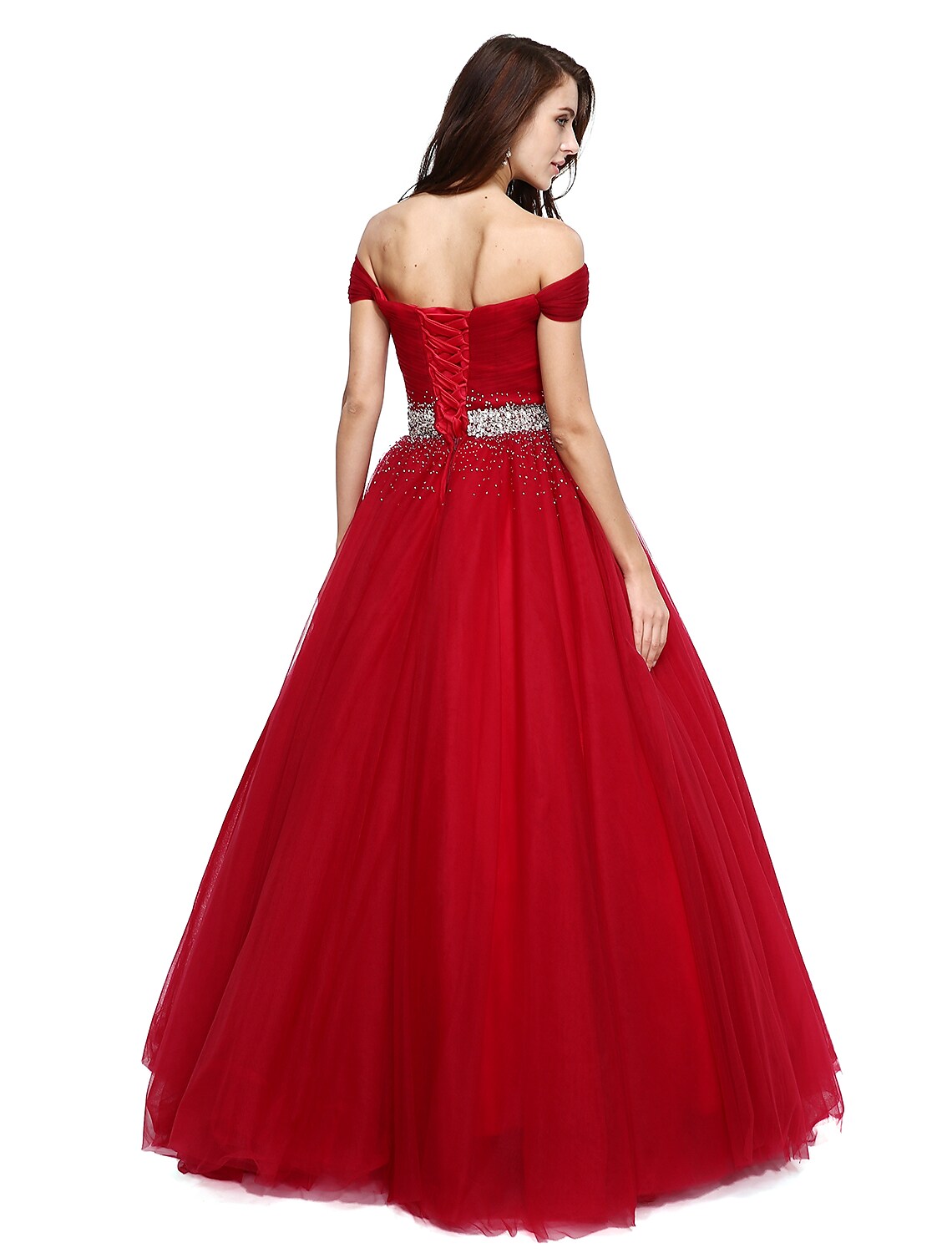 Elegant Dress Formal Evening Floor Length leeveless V Wire Tulle Beading Sequin