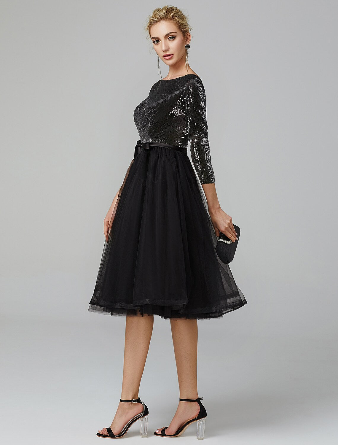 A-Line Cocktail Dresses Tulle with Sequin Strappy