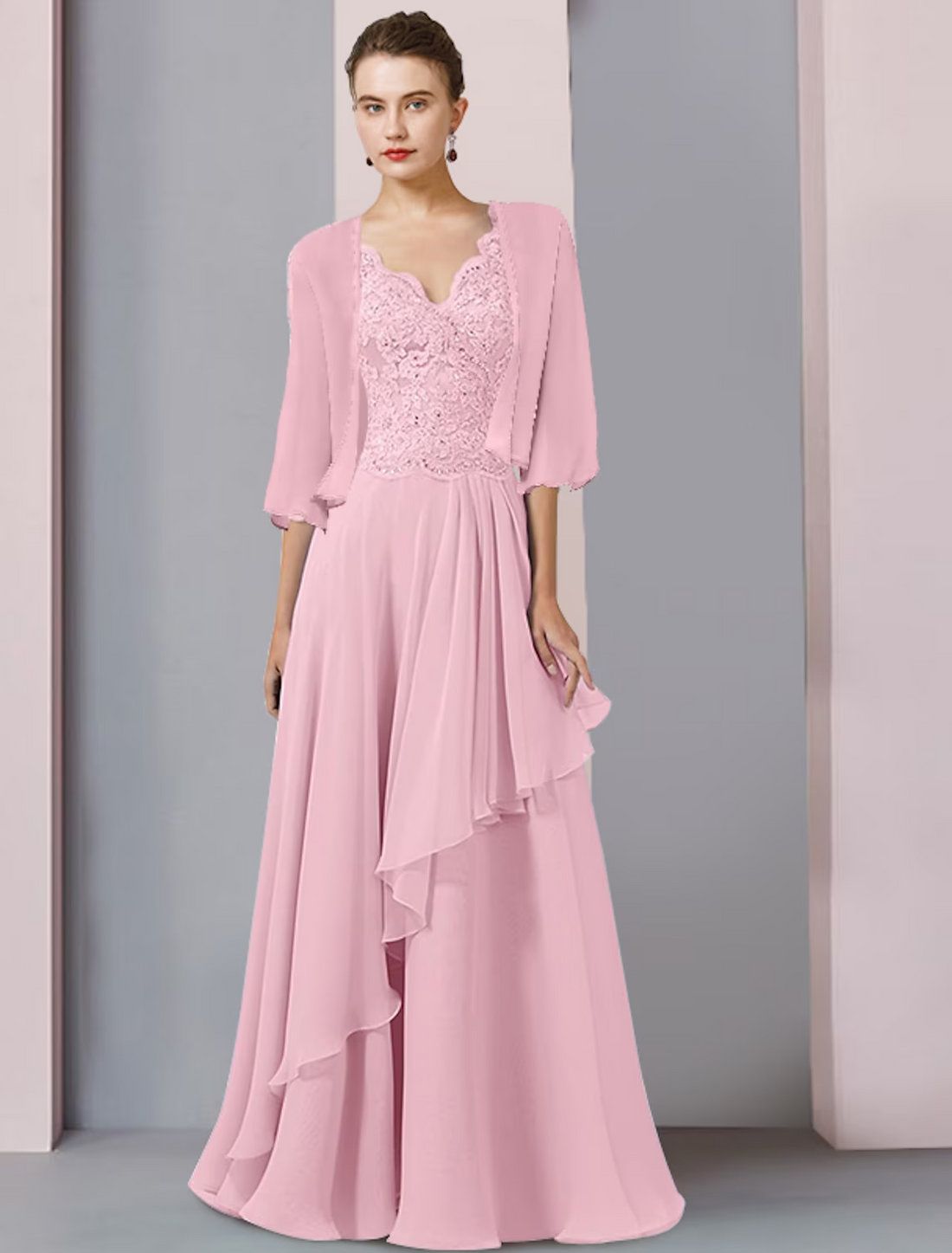 Two Piece A Line Elegant Lace Prom Dress LBQ0400 main image 1