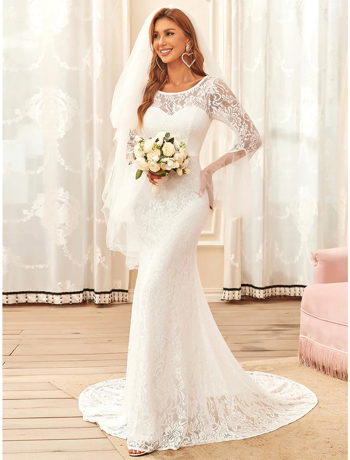 Beach Wedding Dresses  Long Sleeve Lace With