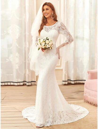 Beach Wedding Dresses  Long Sleeve Lace With