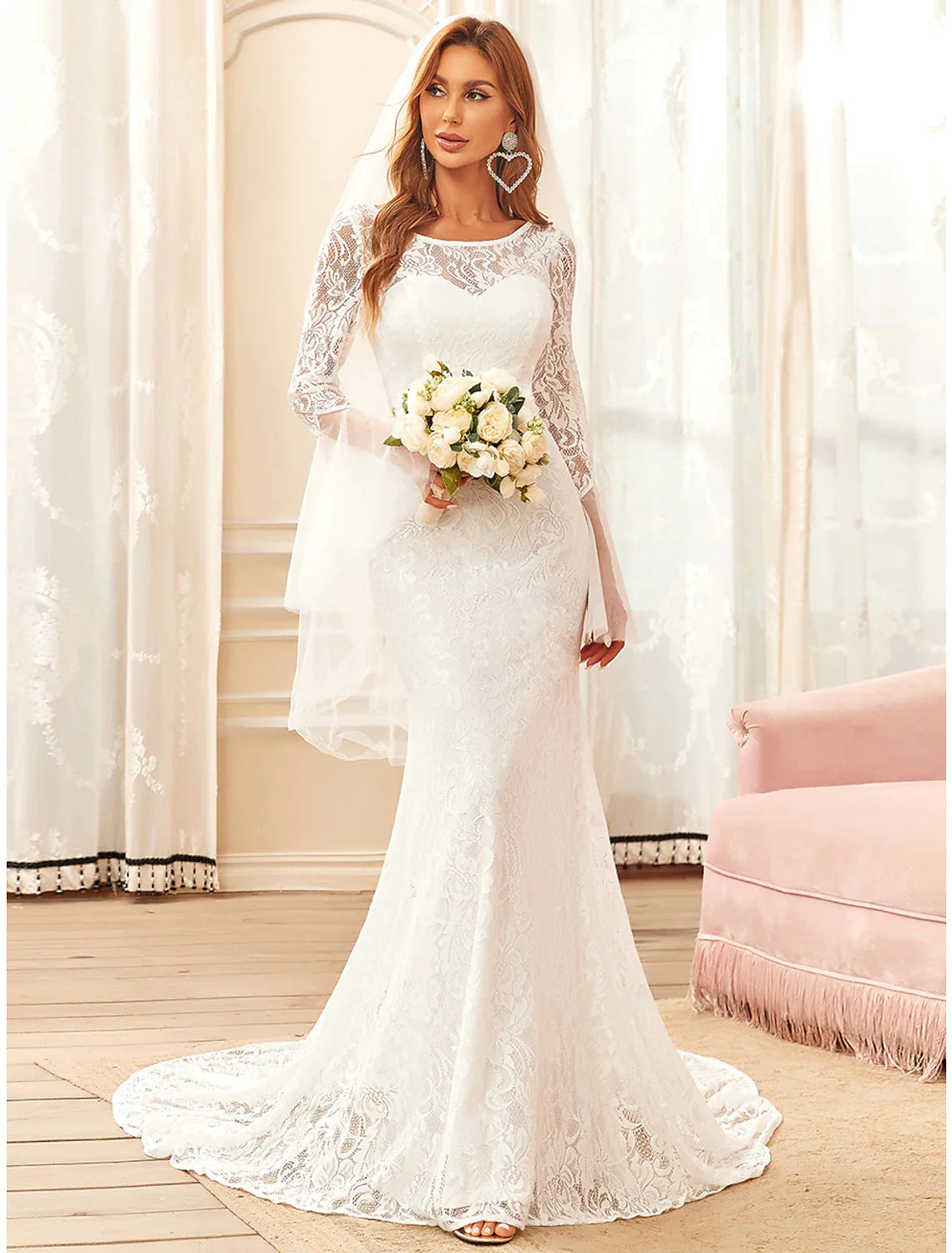 Beach Wedding Dresses  Long Sleeve Lace With