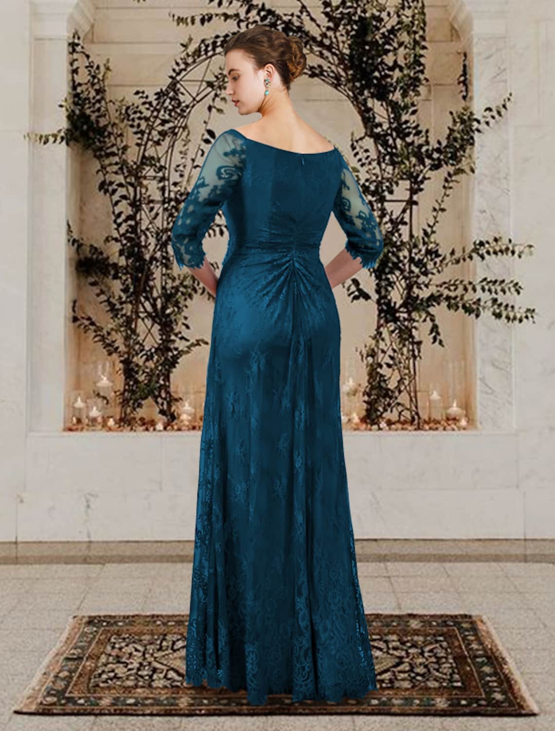A-Line Mother of the Bride Dress Plus Size Elegant Floor Length Lace S ...