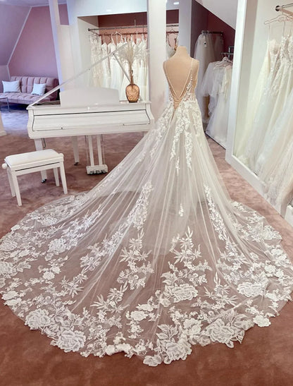 Engagement Formal Wedding Dresses A-Line Sleeveless Strap Lace