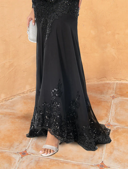 Evening Gown Elegant Dress Formal Long Sleeve Lace Beading Embroidery