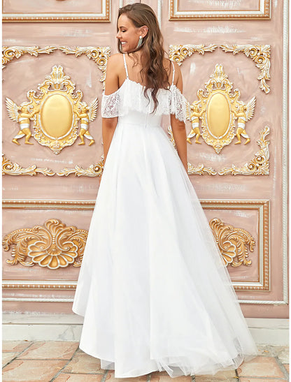 Bridal Little White Dresses Asymmetrical A-Line Off Shoulder Lace With