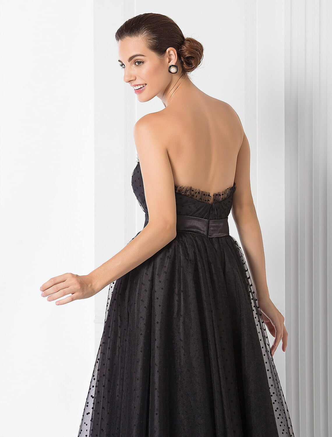 Little Black Homecoming Dresses Sleeveless Tulle Sash Ribbon